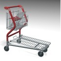 Wózek transportowy Vario 90 z koszem - widok z przodu z boku, platforma druciana
