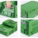 Skrzynka składana Clever Fresh Box 40x30x16 cm - cztery ujęcia: składanie, pokrywa, stos, uchwyt