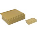 Taca cukiernicza 60x20 cm aluminiowa - dwa stosy złotych tac w różnych rozmiarach