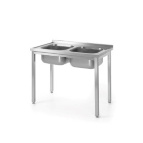 Stół z dwoma zlewami, stal nierdzewna, 1000 x 600 x 850 mm, skręcany Hendi Stoły nierdzewne - 4store.pl