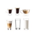 Ekspres do kawy automatyczny Profil Line - szklanki z espresso, cappuccino, latte, wodą i mlekiem