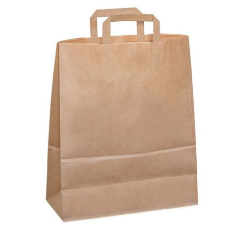 Torba zakupowa brązowa, 320x140x420, rączka płaska Krajowy Papier, tacki, torby - 4store.pl