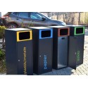 Kosz do segregacji Etna I 120 l - cztery kosze z otwartymi drzwiczkami