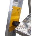 Drabina aluminiowa z podestem 4 stopnie - żółty łącznik z gumowym odbojem przy stopniu