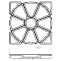 Karuzela 13 pojemników 8 cm - rysunek techniczny z wymiarem 800 mm