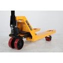 Wózek paletowy HPT-V 2500 kg - widok z boku na hydraulikę i koła