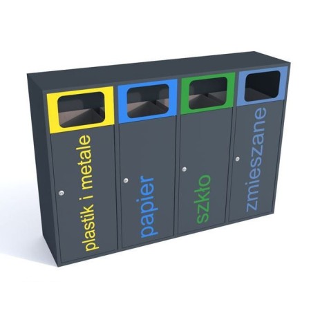 Kosz do segregacji odpadów Etna IV 80 l, stal ocynkowana malowana Krajowy Kosze do segregacji odpadów - 4store.pl