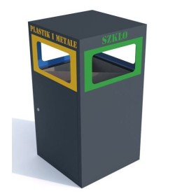 Kosz do segregacji odpadów Cube VII 4X80l, 4 komorowy, napisy wycinka laserowa