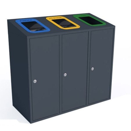 Kosz do segregacji odpadów Etna III skośny 40 l, stal ocynkowana malowana Krajowy Kosze do segregacji odpadów - 4store.pl