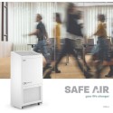 Oczyszczacz powietrza SAFE AIR 300 - grafika reklamowa z biurem i przechodzącymi ludźmi