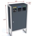 Kosz do segregacji odpadów Etna Mini III 3x30 l - rysunek z wymiarami 680x300x1200 mm