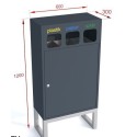 Kosz do segregacji Etna Mini III 3x30 l - widok z przodu z wymiarami 600x300x1200 mm