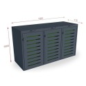 Zabudowa na pojemniki na odpadki 3x120 l - wizualizacja z wymiarami 1920x715x1080 mm