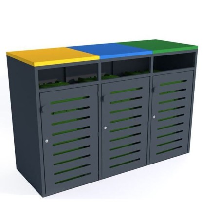 Zabudowa do pojemników na odpadki IV 3x120 l, stal nierdzewna Krajowy Kosze na śmieci - 4store.pl