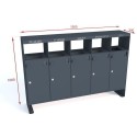 Kosz do segregacji odpadów Aster V 5x40 l - rysunek techniczny z wymiarami 1500x1000x300 mm