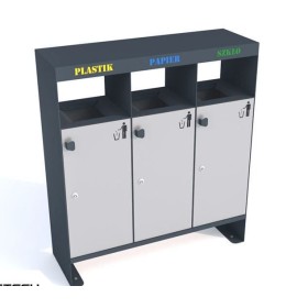 Kosz do segregacji odpadów Aster III 3X40l, napisy wycinka laserowa