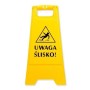 Znak ostrzegawczy informujący o śliskiej podłodze, stojący Krajowy Higiena w sklepie - 4store.pl