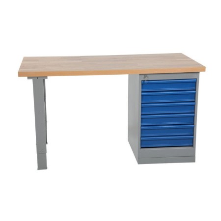 Stół roboczy z deską dębową, 6 szuflad, 2000 mm, udźwig 500 kg Import Szwecja Drabiny, podesty, schodki - 4store.pl