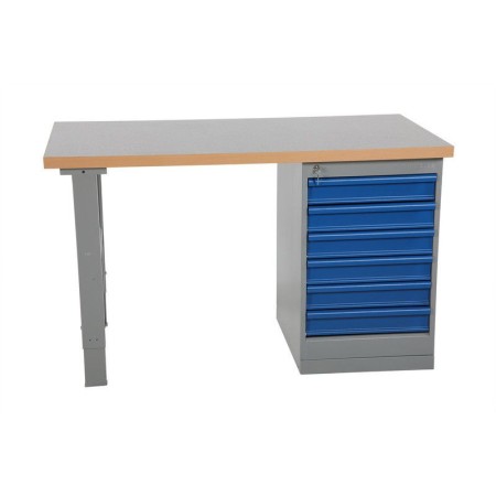Stół roboczy z płytą winylową, 6 szuflad, 2000 mm, udźwig 500 kg Import Szwecja Drabiny, podesty, schodki - 4store.pl