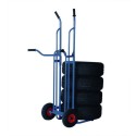 Wózek do transportu opon 200 kg - widok z boku z czterema oponami