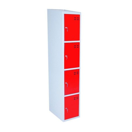 Szafa metalowa ubraniowa czerwono - szara, 4 przegrody Import Szwecja Szafy BHP i skrytkowe - 4store.pl