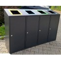 Kosz do segregacji odpadów Etna IV skośny 4x80 l, napisy wycinka laserowa