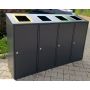 Kosz do segregacji odpadów Etna IV skośny 4x80 l, stal ocynkowana malowana, napisy wycinka laserowa Krajowy Kosze do segregacji 