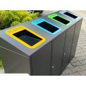 Kosz do segregacji Etna IV skośny 4x80 l - widok z góry na otwory i drzwiczki