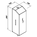Dozownik mydła w płynie 1 l HIT czarny - rysunek techniczny z wymiarami 100x100x280 mm