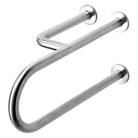 Poręcz stała dla niepełnosprawnych 3-podporowa lewa 550 mm stal szlachetna matowa Krajowy Higiena w sklepie - 4store.pl