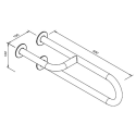 Poręcz stała 3-podporowa lewa 550 mm - rysunek techniczny z wymiarami