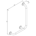 Poręcz kątowa 7/5 prawa 90° - rysunek techniczny z wymiarami 700, 500 i 102 mm