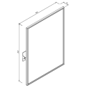 Lustro uchylne 800 x 600 mm - rysunek techniczny z wymiarami