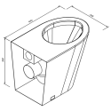 Misa WC stojąca stal szlachetna - rysunek techniczny z wymiarami 540x355x390 mm