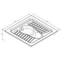 Misa ustępowa turecka ze stali szlachetnej - rysunek techniczny z wymiarami 700x700x250 mm