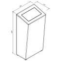 Kosz na śmieci wiszący 30 l - rysunek techniczny z wymiarami 307x214x625 mm