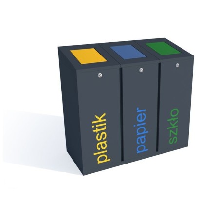 Kosz do segregacji odpadów Satis skośny III a 60 l, stal ocynkowana malowana Krajowy Kosze do segregacji odpadów - 4store.pl