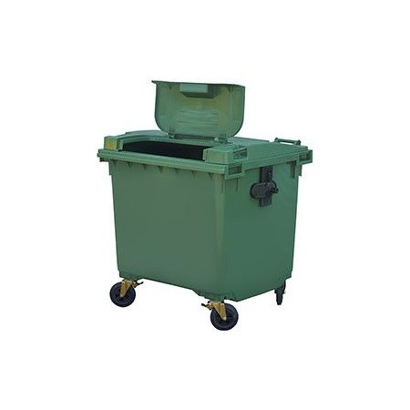 Pojemnik na śmieci lub odpady, 4 koła, 1100 l, lid in lid, płaska pokrywa Krajowy Kosze na śmieci - 4store.pl