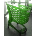 Wózek sklepowy Rabtrolley 80 l - widok z boku, zielone przezroczyste tworzywo