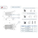 Wózek sklepowy Midi Eco 160 l - rysunek techniczny z wymiarami, kołami i surowcami