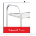 Stolik medyczny MD SP 3G - szczegół poręczy i półki, podpis szkło 0,5 mm