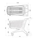 Wózek sklepowy Maxi Eco 210 l - rysunek techniczny z wymiarami