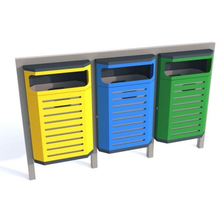 Kosz do segregacji odpadów Solaris III 3 modułowy na konstrukcji z wrzutem jednostronnym Krajowy Kosze do segregacji odpadów - 4