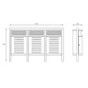 Kosz do segregacji odpadów Solaris III - rysunek techniczny z wymiarami 1700x1050x300 mm