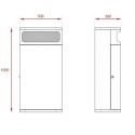 Kosz na odpady Solaris II dwudzielny - rysunek techniczny z wymiarami 500x300x1000 mm