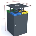 Kosz do segregacji Cube VIII 4x80 l - rysunek techniczny z wymiarami 660x660x1240 mm