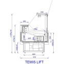 Lada chłodnicza MAWI Temis LIFT 1,25m - rysunek techniczny z wymiarami, przekrój z boku