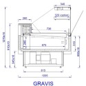 Lada chłodnicza Gravis 3,75 - rysunek techniczny z wymiarami, przekrój boczny