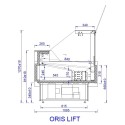 Lada chłodnicza ORIS LIFT 1,87 - rysunek techniczny z wymiarami, przekrój z boku