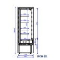 Regał chłodniczy RCH 5D-1.5 - rysunek techniczny z wymiarami, przekrój boczny